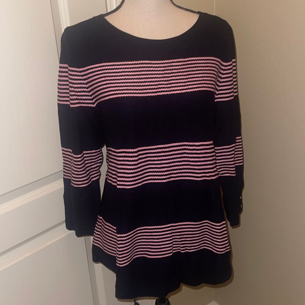 Talbots pink and blue stripe sweater NWT